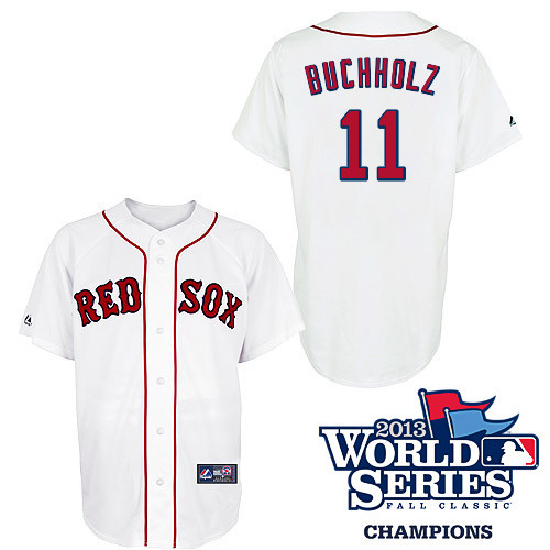 Clay Buchholz #11 MLB Jersey-Boston Red Sox Men's Authentic 2013 World Series Champions Home White Baseball Jersey